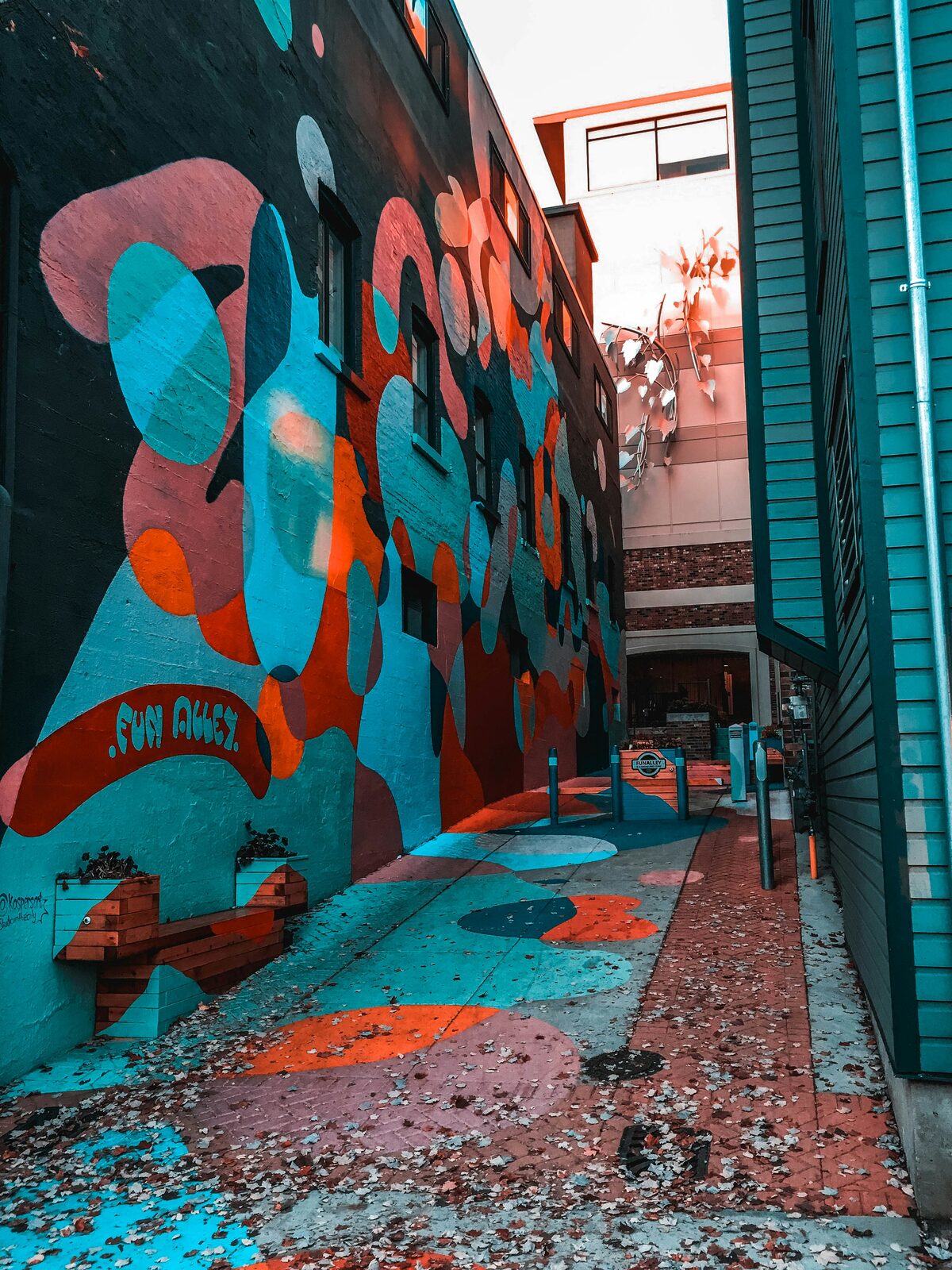 Colorful public art bringing beauty into an everyday city space