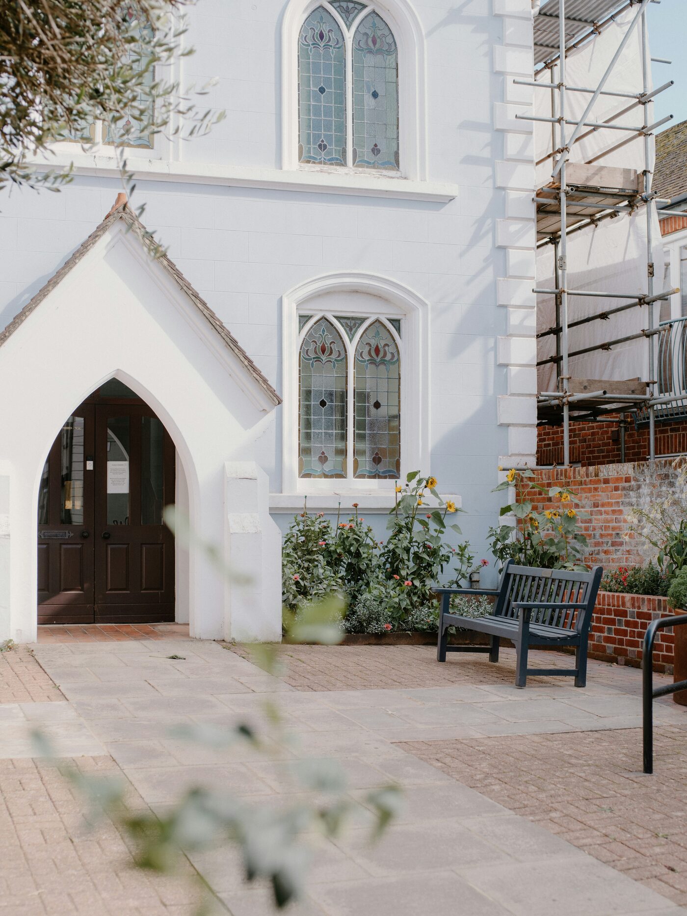 The front entrance of a small neighbourhood church